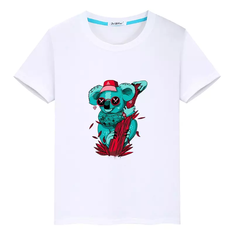 Camiseta de manga corta para niños y niñas, camisa de algodón 100% con estampado de animales de Australia Koala, Kawaii, informal, cómoda, de dibujos animados