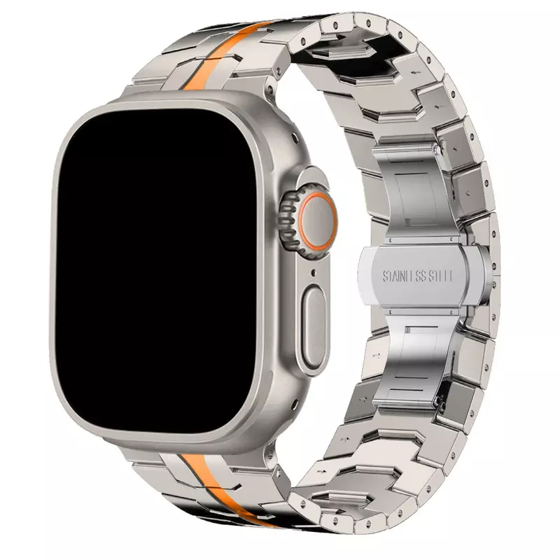 Pulsera de acero inoxidable para Apple Watch, Correa de eslabones de 49mm, 8, 7, 45mm, 41mm, iWatch 6, 5, 4, 3, 2, SE, 44mm, 40mm, 42mm, 38mm