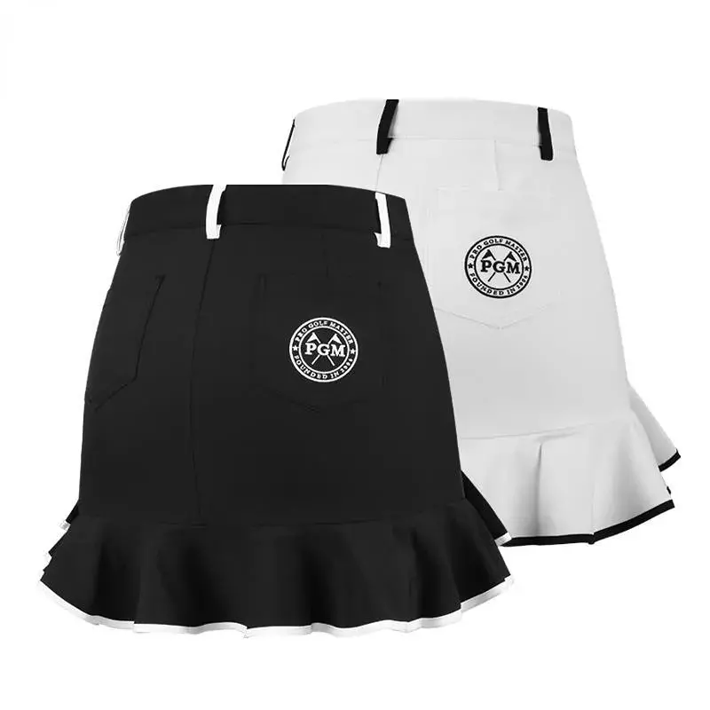 PGM Women Golf Short Skirt Quick Dry Breathable Four Seasons Ladies Girls Fashion Embroidered Fishtail Skirts Black White XS-XL