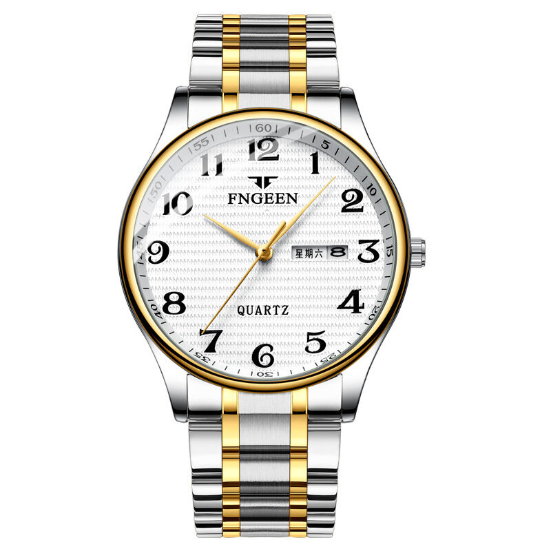 UTHAI 남성용 방수 쿼츠 시계, 캘린더 글로우 시계, 여성용 손목시계, 큰 숫자, 큰 다이얼, 커플 시계