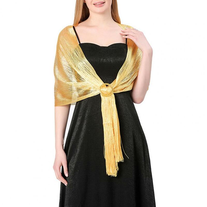 Блестящая шелковая шаль, женская блузка, прозрачное тонкое вечернее платье с бахромой и сверкающими пряжками для невесты, свадьбы, футболка с запахом на плечах