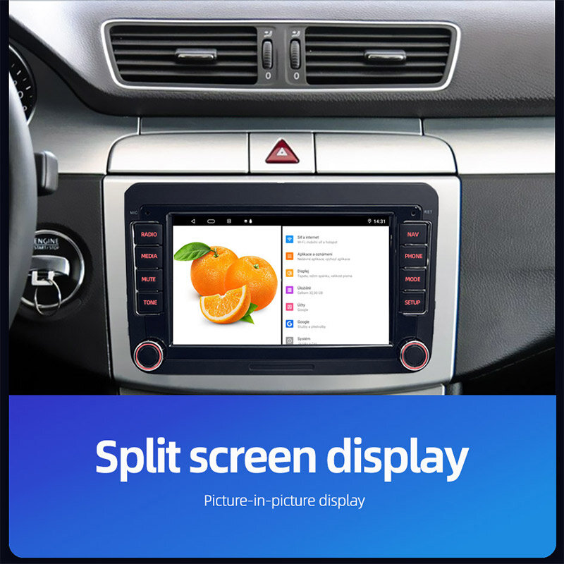 Auto Carplay com GPS, Android 12 360 para VW Volkswagen Golf Polo Skoda Rapid Octavia Radio, Tiguan Passat B7 e Jetta, 2 Din, 128G, 7 pol, 9 pol, 7 pol