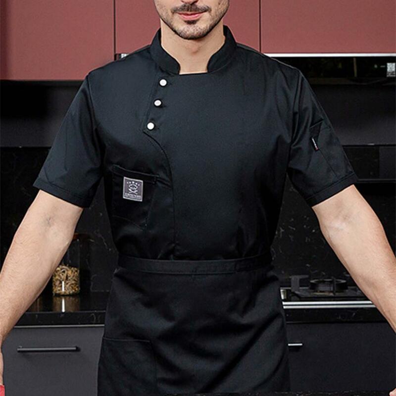 Cozinheiro camisa de manga curta para homens e mulheres, uniforme de chef, top, jaqueta, roupas, padaria, restaurante, garçom, workwear