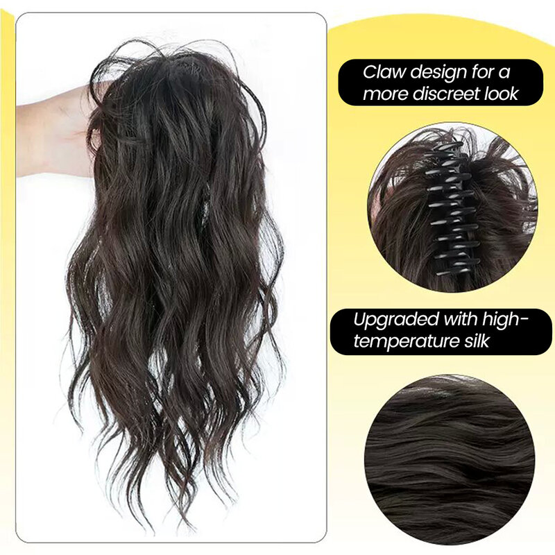 ALXNAN 여성용 합성 클로 클립 포니테일, 자연스러운 곱슬 머리 꼬리, 포니 테일