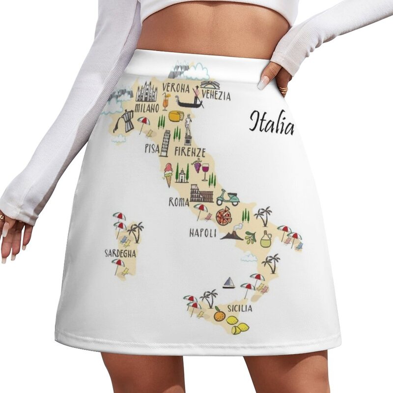 إيطاليا خريطة السفر تنورة صغيرة فساتين الصيف للنساء 2023 الملابس النسائية النمط الكوري