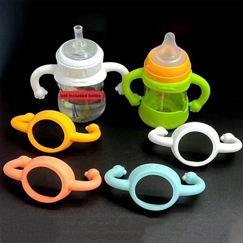 Babyfleshandvat Siliconen babyfleshouder met gemakkelijke handgrepen om hun eigen fles vast te houden, gebruikt voor 2,17 "tot