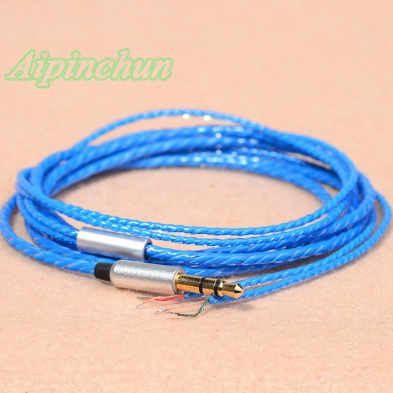 Aipinchun Headphone pengganti, perbaikan kabel Audio Earphone DIY 3 tiang 3.5mm kabel biru a0232