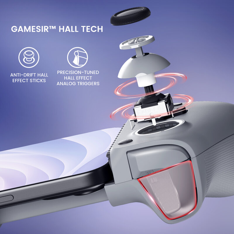 Gamesir-gamepad g8 galileo para o telefone móvel, controlador de jogo com efeito hall, joystick para iphone 15, android, jogos na nuvem