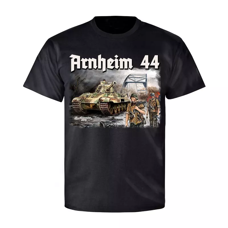 Bridge of Arnheim 1944 Wehrmacht Panzer Painting Operation T-Shirt 100% Cotton O-Neck Summer Short Sleeve Casual Mens T-shirt