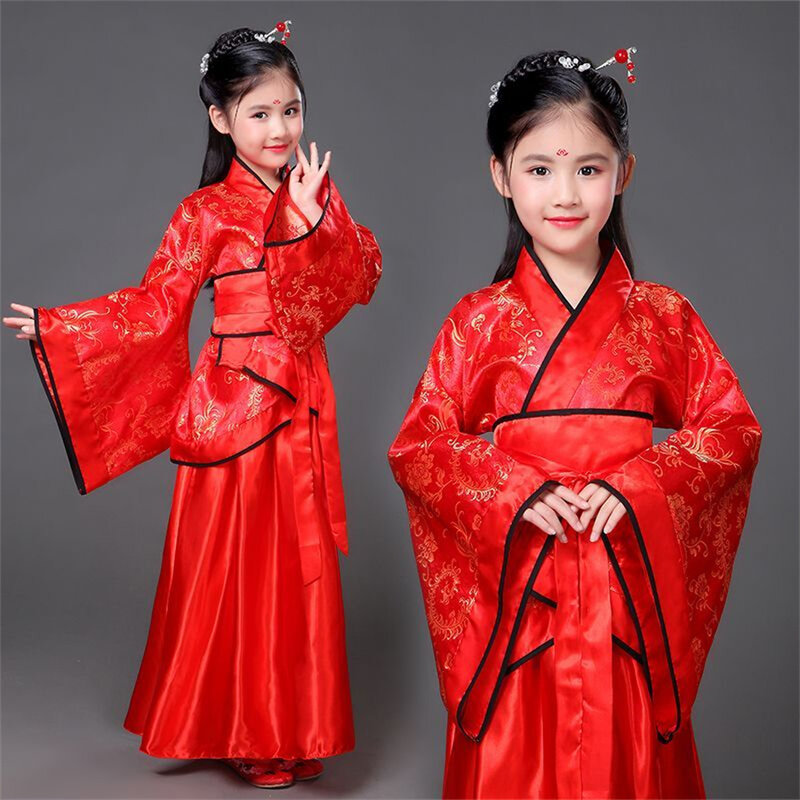 Traditional Chinese Lion Dance Costume Folk Dance Costume Hanfu Dress for Girl Kids Children Girls Lion Dance China Clothing