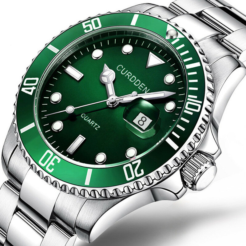 Relógio de quartzo impermeável de aço inoxidável masculino, Relógios de luxo, Relógio esportivo, Data, Fashion, 2023