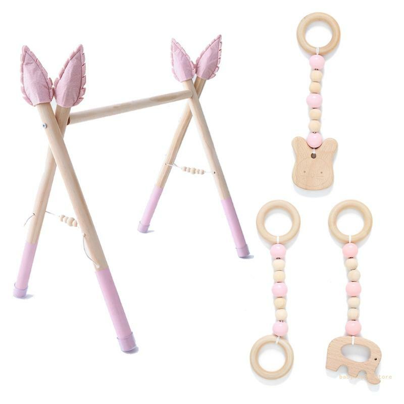 Y4UD – cadre gymnastique en bois pour bébé, dessin animé, support suspendu, jouet hochet pour bébé
