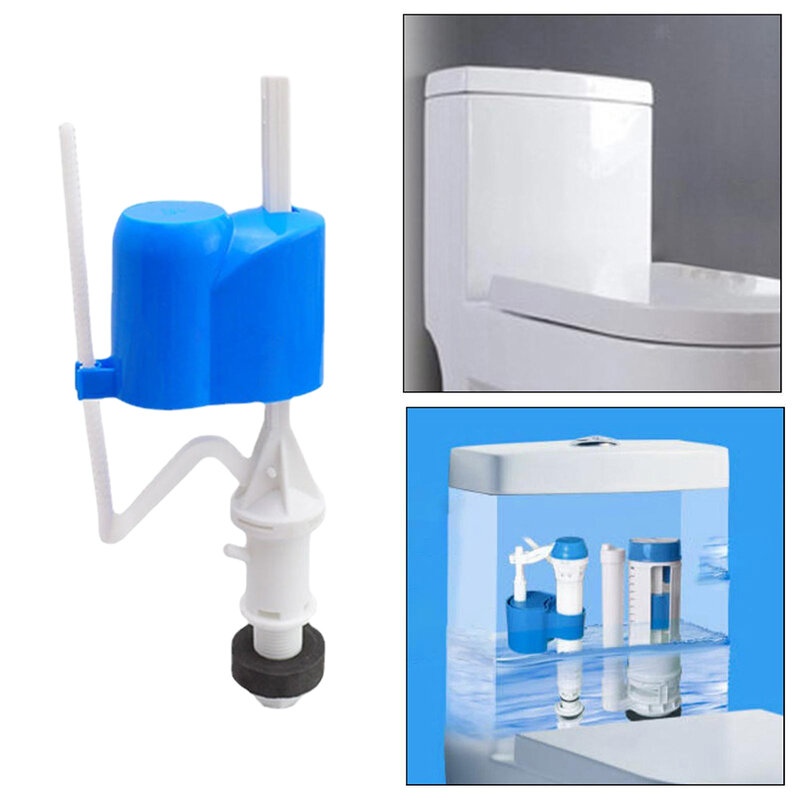 Válvula de llenado de agua de plástico, entrada lateral, suministros de baño, accesorios de repuesto para tanque de inodoro, color blanco y azul, 23mm, 1 unidad