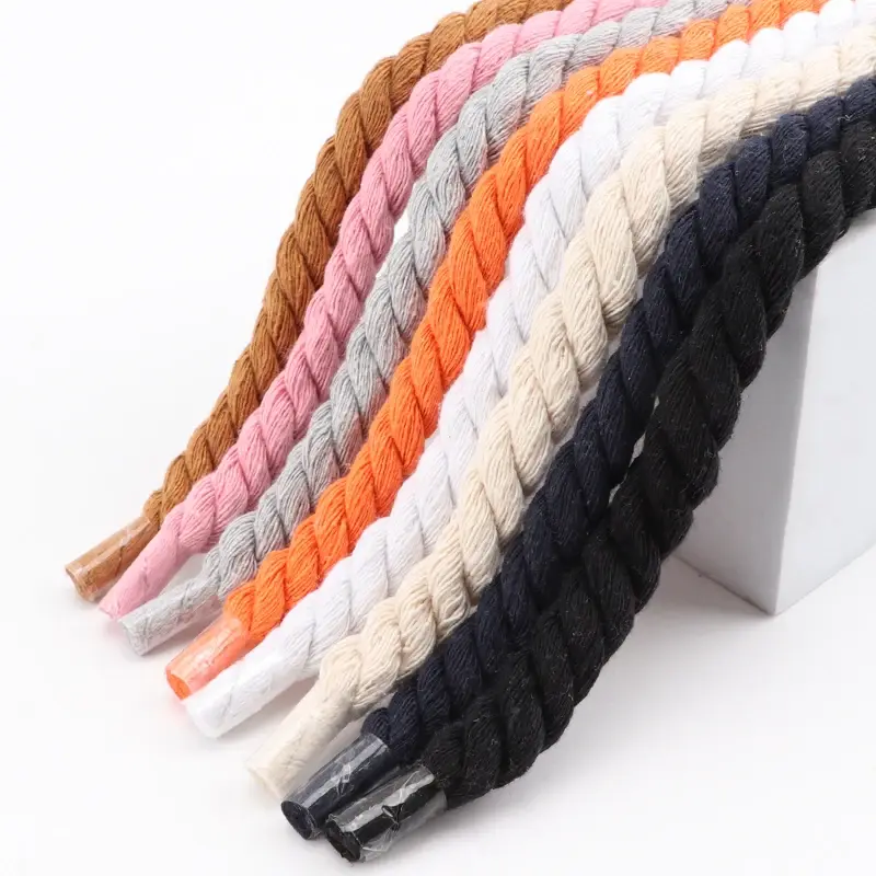 Quality Round Shoelaces Colorful 1CM Thicker Cotton Shoe Laces For Sneakers Fashion Men And Women Shoestring Accessories