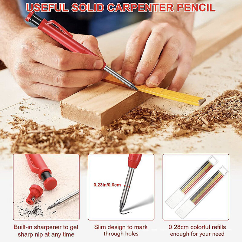 1pc penna per scrivere matita per carpentiere solida strumenti per la lavorazione del legno ricarica per matita meccanica lavoro di costruzione carpenteria Scriber per marcatura