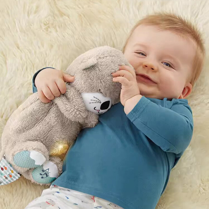 Breathing Otter Baby Sleep and Playmate oter peluche ripiene musicale con suono leggero neonato sensoriale comodi regali per bambini
