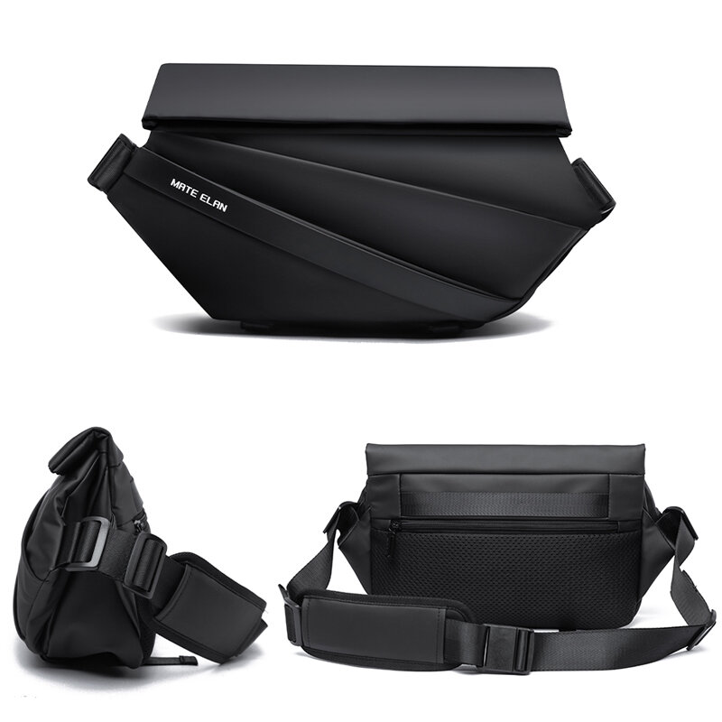 MATE ELAN Премиум водонепроницаемая сумка через плечо с магнитной пряжкой индивидуальная модная мужская сумка-мессенджер черная Минималистичная сумка через плечо