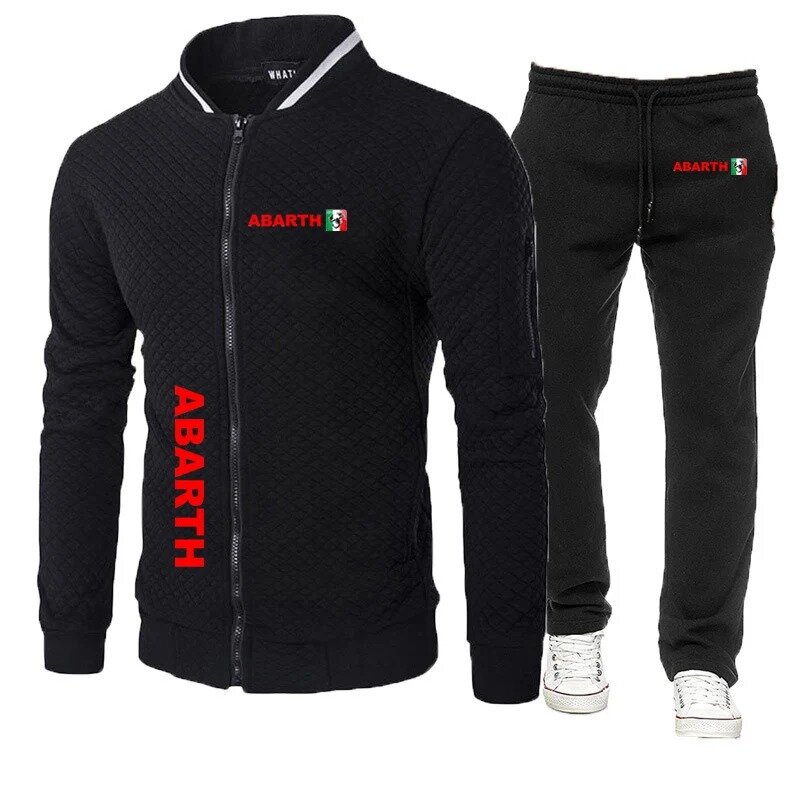 Abarth-ropa deportiva con estampado para hombre, traje ajustado con cremallera, top de cuello redondo y pantalones, primavera y otoño, novedad