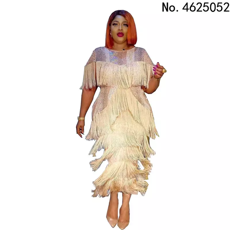 Elegante Party kleider für Frauen Sommer Quaste Bodycon Maxi Robe Dashiki afrikanische Kleidung Geburtstag Brautkleider Kleidung