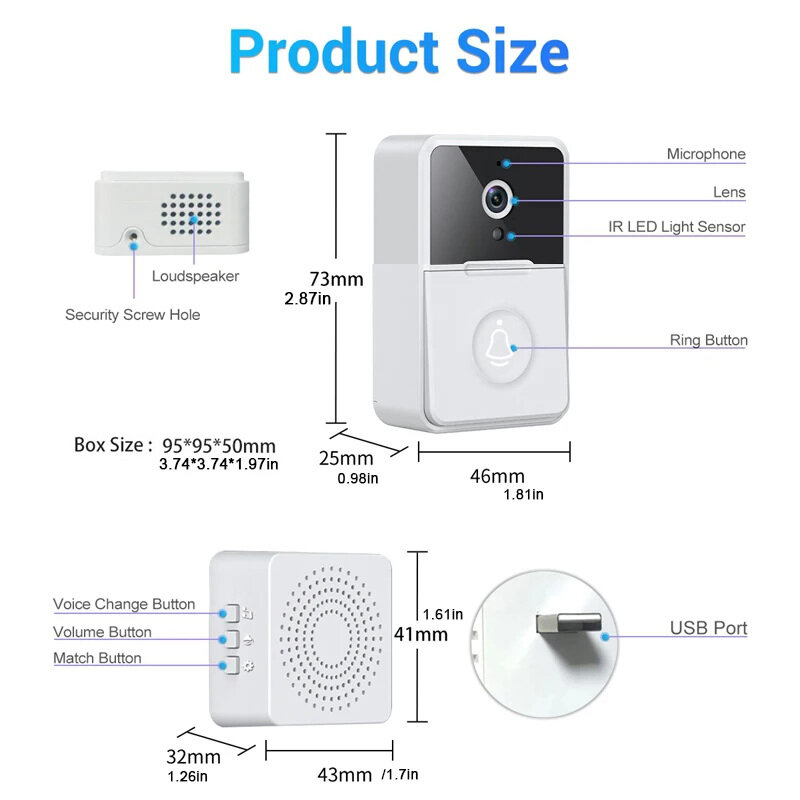 X3 drahtlose Türklingel WiFi Outdoor-HD-Kamera Sicherheit von Glocke Nachtsicht Video Intercom Sprach wechsel für Heim monitor per Telefon