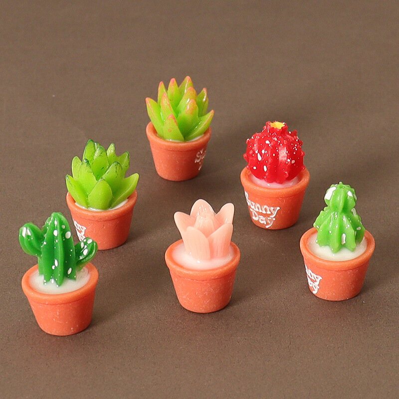 1:12 Dollhouse Miniature Mini Potted Cactus Succulent Plant Model Succulents Set Ornaments Model Decor Toy Dollhouse Accessories