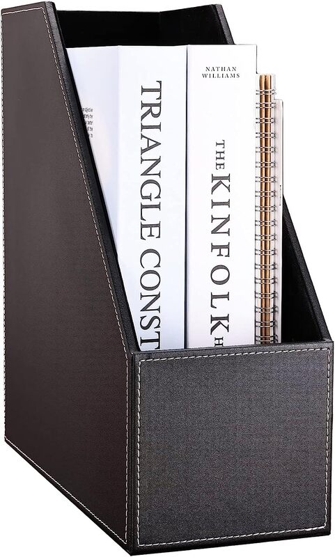 Kingfom Single Slot File Rack PU Leather Document Organizer for A4 Paper / Magazine / Notebook / Receipt Holder