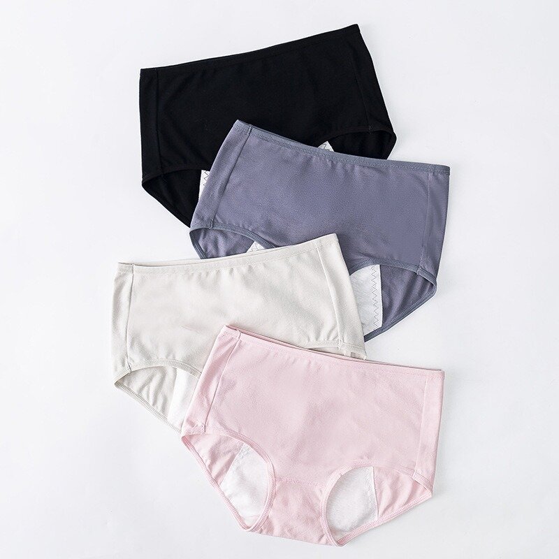 Tinta unita comodi pantaloni a vita media a vita media a prova di perdite biancheria intima da donna traspirante impermeabile