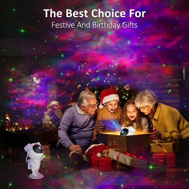 هدية للأطفال جهاز عرض ضوئي لرائد الفضاء ضوء ليلي مع تحكم عن بعد تصميم قابل للتعديل غرفة نوم Nebula Galaxy
