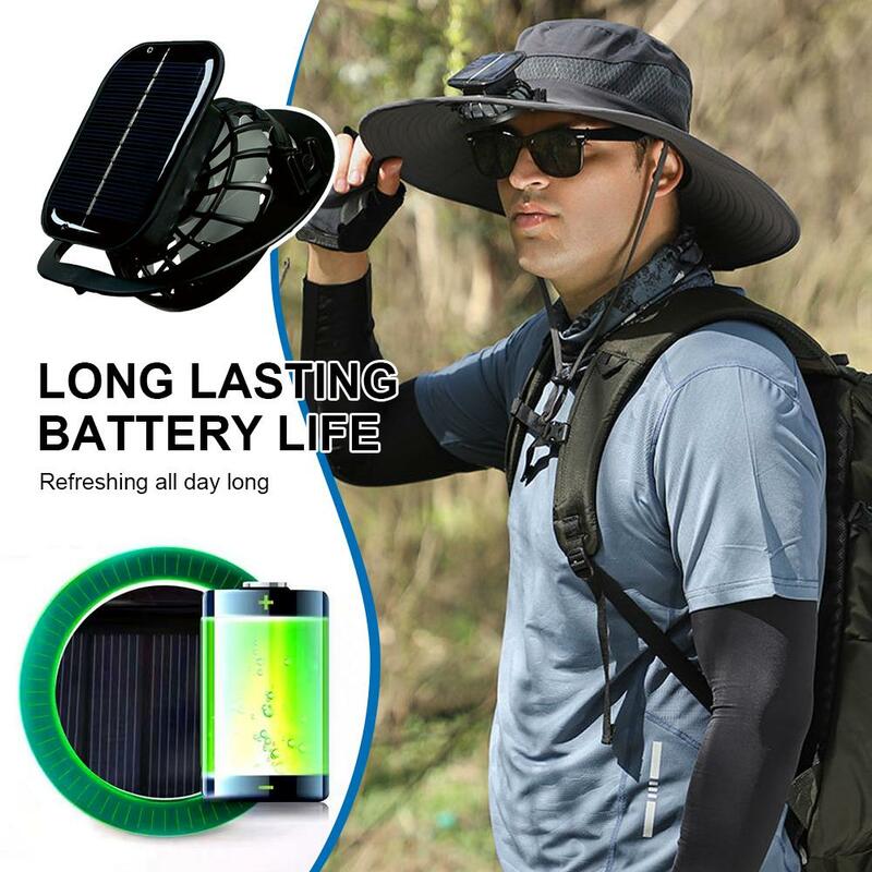 Cappello a ventaglio a tesa larga per uomo estivo all'aperto energia solare energia eolica ricarica USB cappello da trekking berretto da pesca cappellini da passeggio