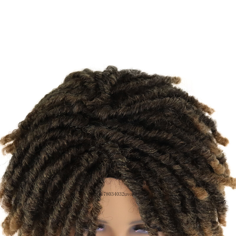 شعر مستعار أفريقي مجعد قصير مع دقات للنساء ، شعر اصطناعي ، أفريقي ، منفوش ، أسود ، أومبير ، بني ، زي طبيعي