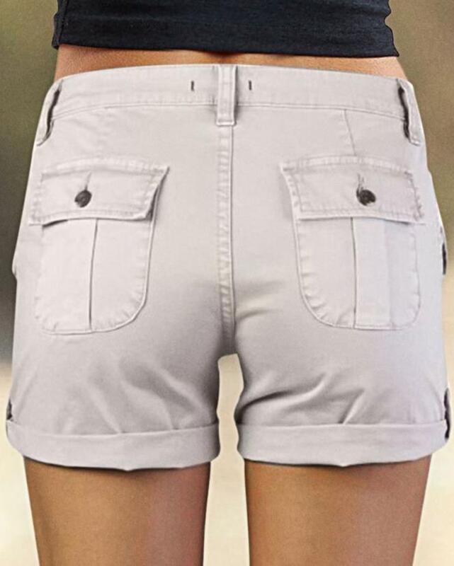 Pantalones cortos informales para mujer, Shorts femeninos de diseño con bolsillos, a la moda, combina con todo, 2023