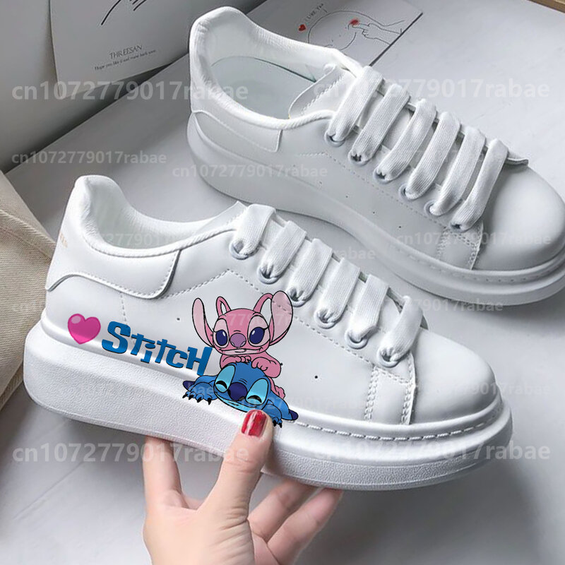 Stitch-Zapatillas de deporte para hombre y mujer, zapatos informales con plataforma para kateboarding, a la moda, planos, con grafiti 3D