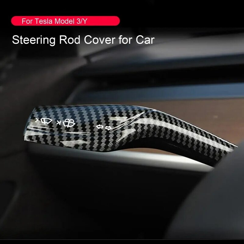 Dual Design Steering Rod Cover Carbon Fiber Gear Lever Cover Stylish Abs Carbon Fiber Steering Lever Covers for Tesla Model 3 Y