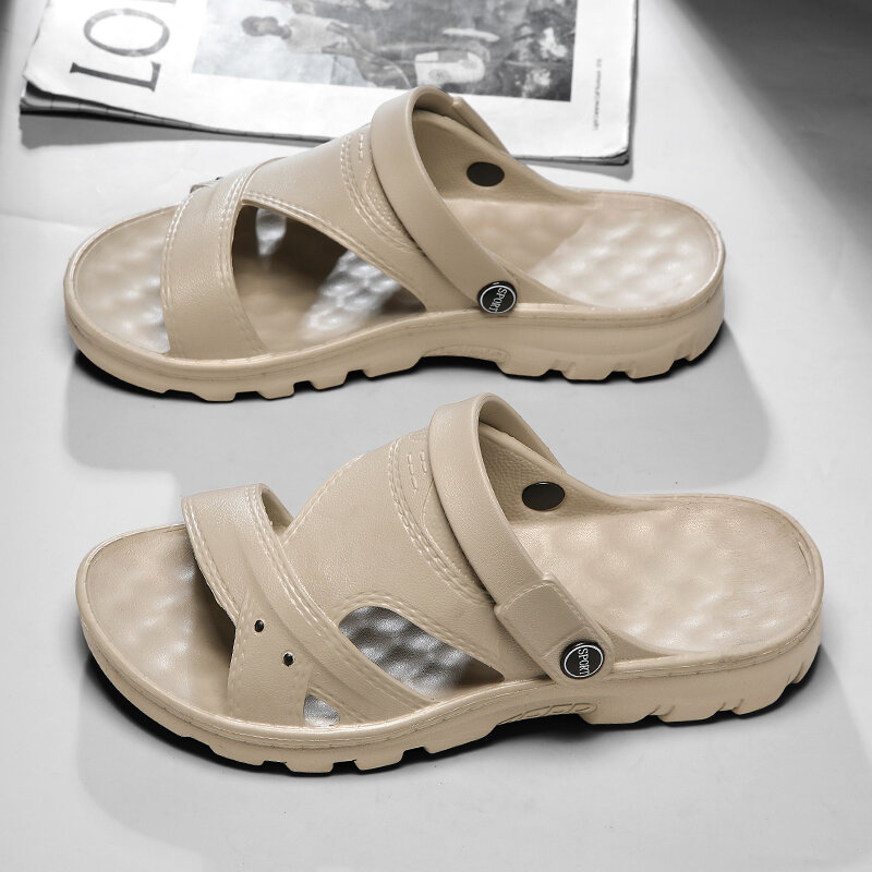 Kapcie EVA męskie letnie odkryte obuwie plażowe markowe sandały luksusowe męskie modne klapki japonki z klamrą regulowane pantofle