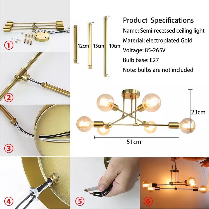 Modern LED Ceiling Lights Industrial Iron Black/Golden Nordic Minimalist Home Decoration Living Room Dining Room Ceiling Lamps