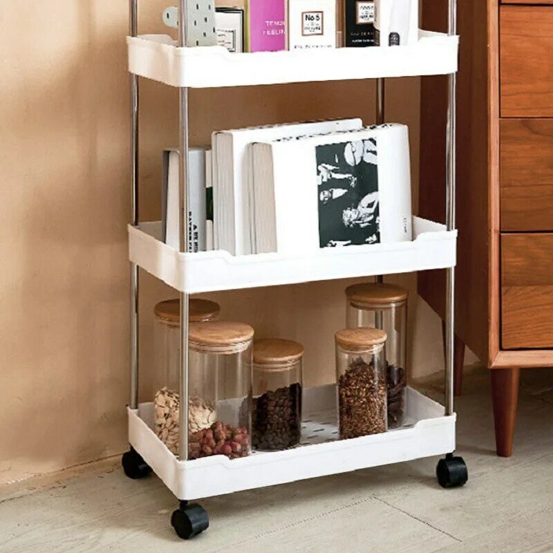 Rolling Utility Cart Storage Shelf, Slim Slide Organizer, Movable Gap, Rack para cozinha, banheiro, sala de estar, 3, 4 camadas