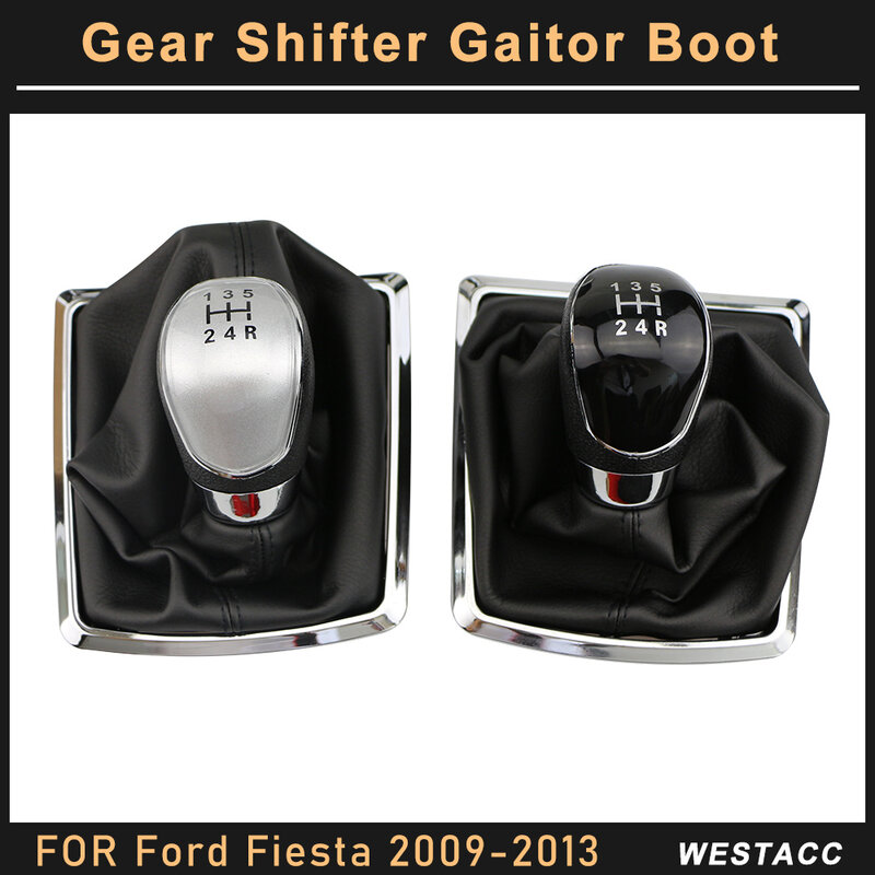 5/6เกียร์เกียร์ Shift Knob Lever Shifter คอ Gaitor Boot สำหรับ Ford Fiesta 2009 2010 2011 2012 2013ภายในอุปกรณ์เสริม