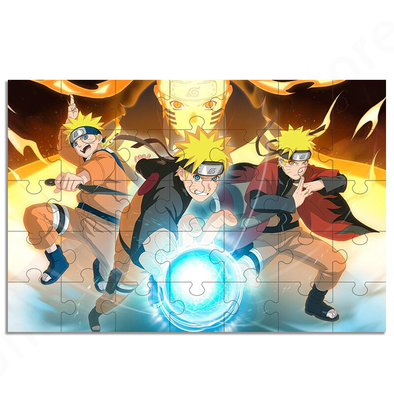35Pcs Bandai Anime Naruto Wooden Puzzle Jigsaw for Children Baby Puzzles Educational Toy Kids Toy Wood Puzzle Small Size 10*15Cm