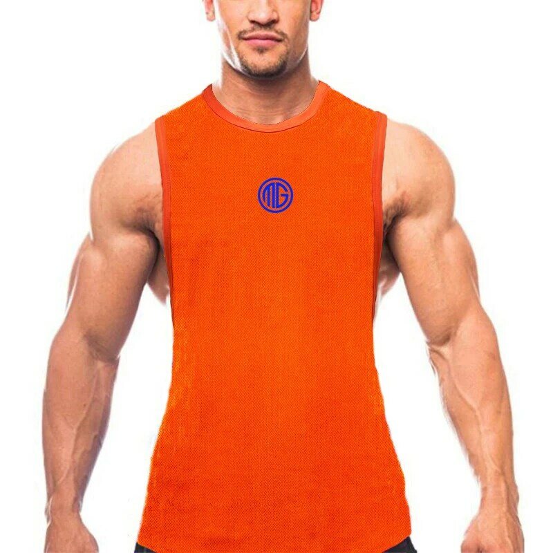 Men Style Jogger Gym Training Fitness Bodybuilding Tank Tops Summer Absorb Sweat Comfortable Quick Dry Sleeveless Mesh Singlet