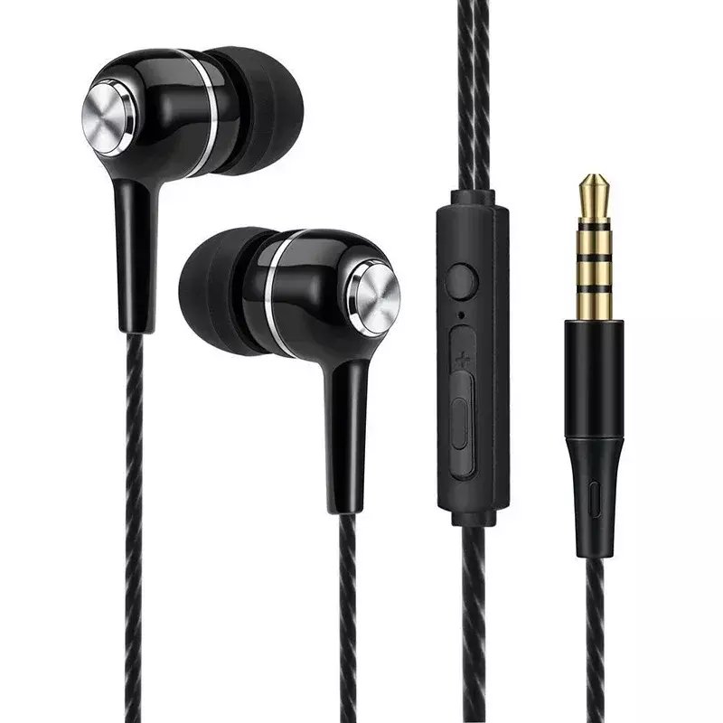 Wired Sport Earbuds com microfone, Bass Phone Earphones, Stereo Headset, Volume Control, Music Earphones, 3,5mm