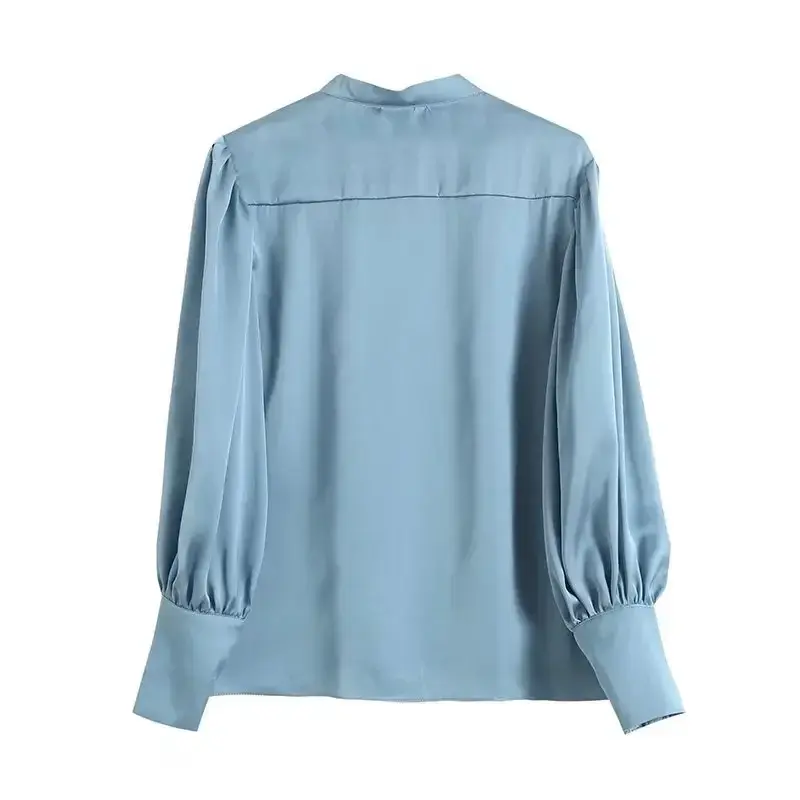 Женская блузка на молнии, плиссированная блузка с длинным рукавом, на пуговицах, в стиле ретро, 2023
