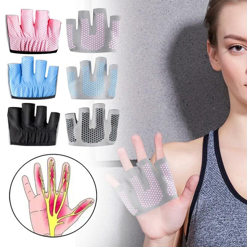 Sarung tangan setengah jari Fitness Gym pria wanita, sarung tangan olahraga Crossfit kekuatan angkat berat badan Pelindung tangan binaraga