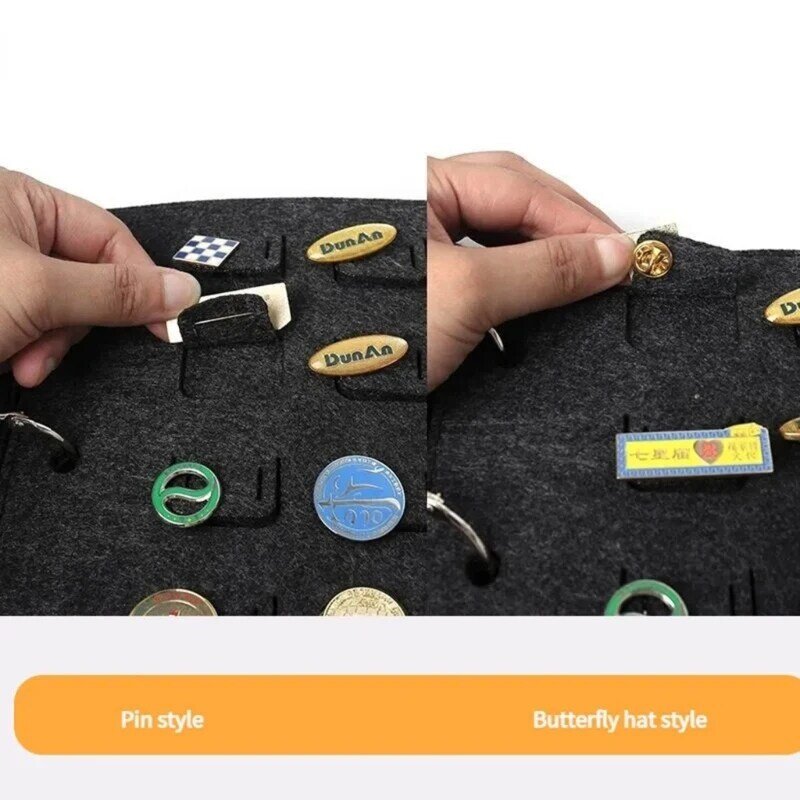 E0BF Compact Jewelry Storage Bag Pin Storage Bag Felt Material Jewelry Storage Book Perfect Gift for Collectors and Travelers