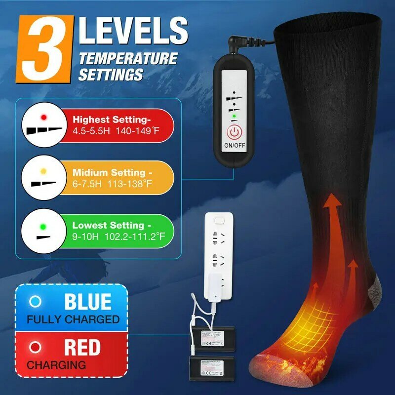 Winter Men and Women  Rechargeable Foot Warmer Heated Socks for Hunting Camping Hiking