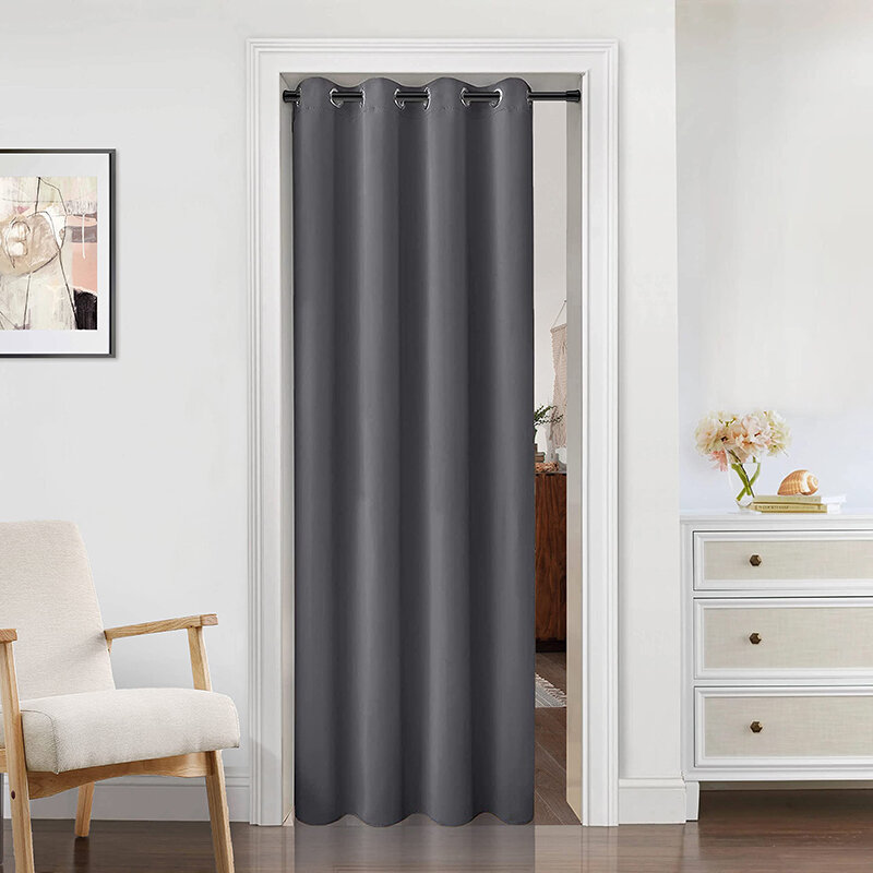 Dustproof Closet Curtain Heavy Duty Blackout Doorway Curtain Privacy Protection Door Curtain for Bedroom Partition 132x203cm