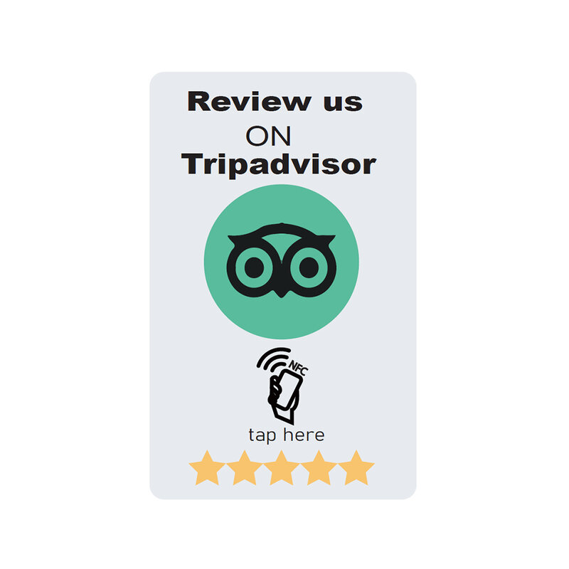 Scrivici una recensione su Google Trustpilot Recensioni Tripadvisor Schede Tap NFC NTAG215 504 byte abilitate NFC Schede Google Reviews