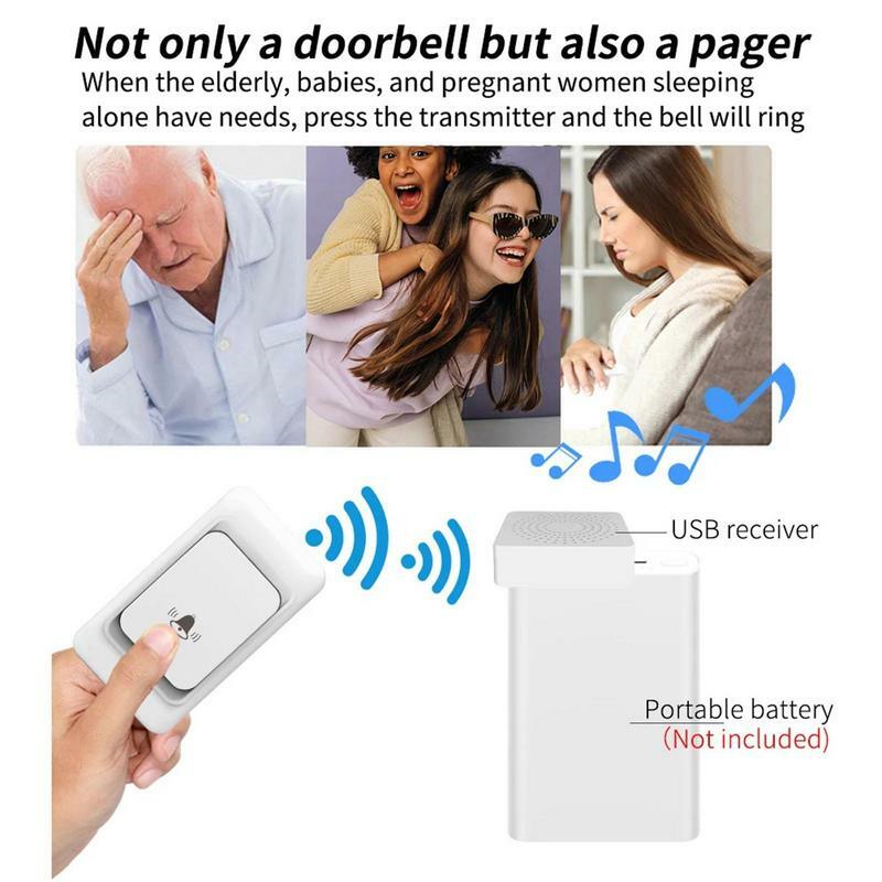 433MHz 150M Smart Doorbell Wifi Wireless Ring Doorbell Self-powered Button Waterproof Chimes Control Doorbell Set