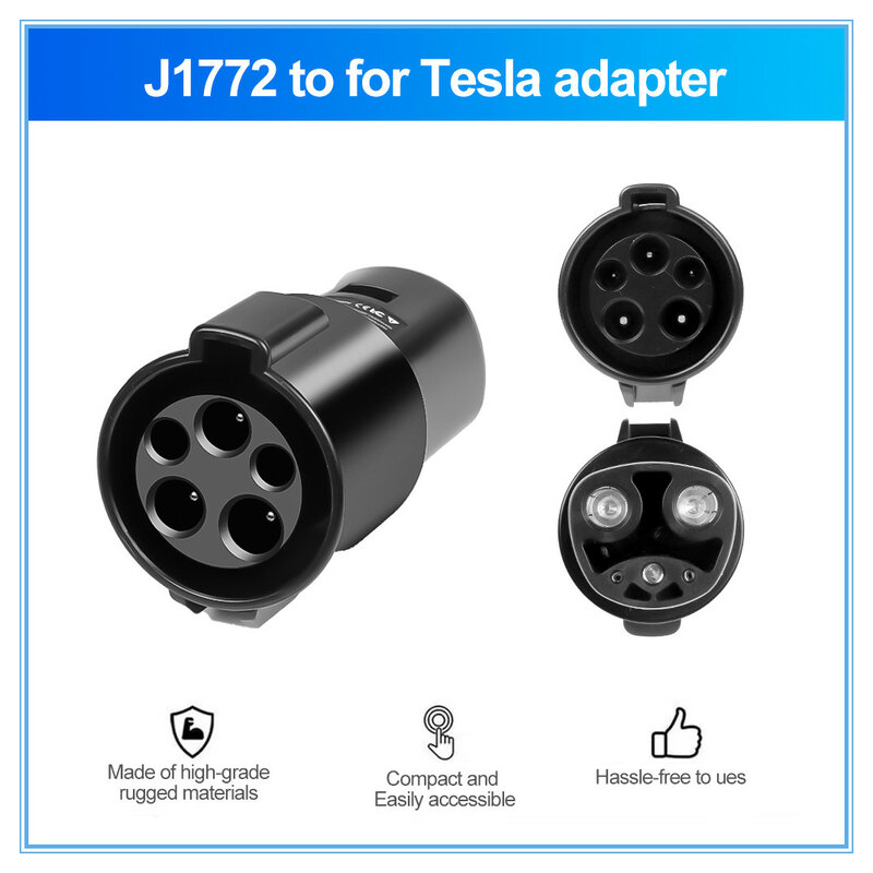 Adaptor EV kendaraan listrik untuk tipe 1 ke TESLA konverter J1772 ke Tesla EV konektor pengisi daya untuk Aksesori Mobil Listrik