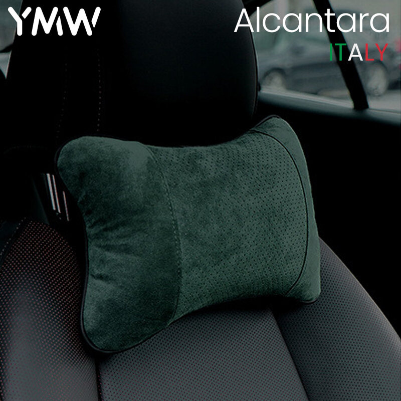 YMW Italian Alcantara car neck pillows both side artificial leather single headrest fit for filled fiber universal cars pillow