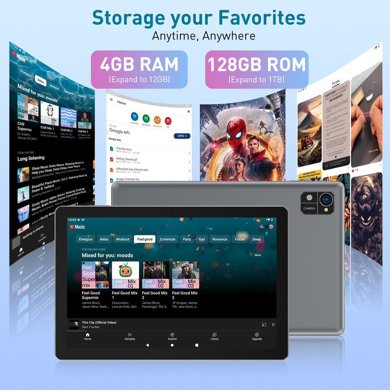 XGODY-Tableta N02 Pro con Android, Tablet con pantalla IPS de 10,1 pulgadas, 4GB de RAM, 128GB de ROM, WiFi, OTG, PC con teclado Bluetooth, Quad-core, 7000mAh